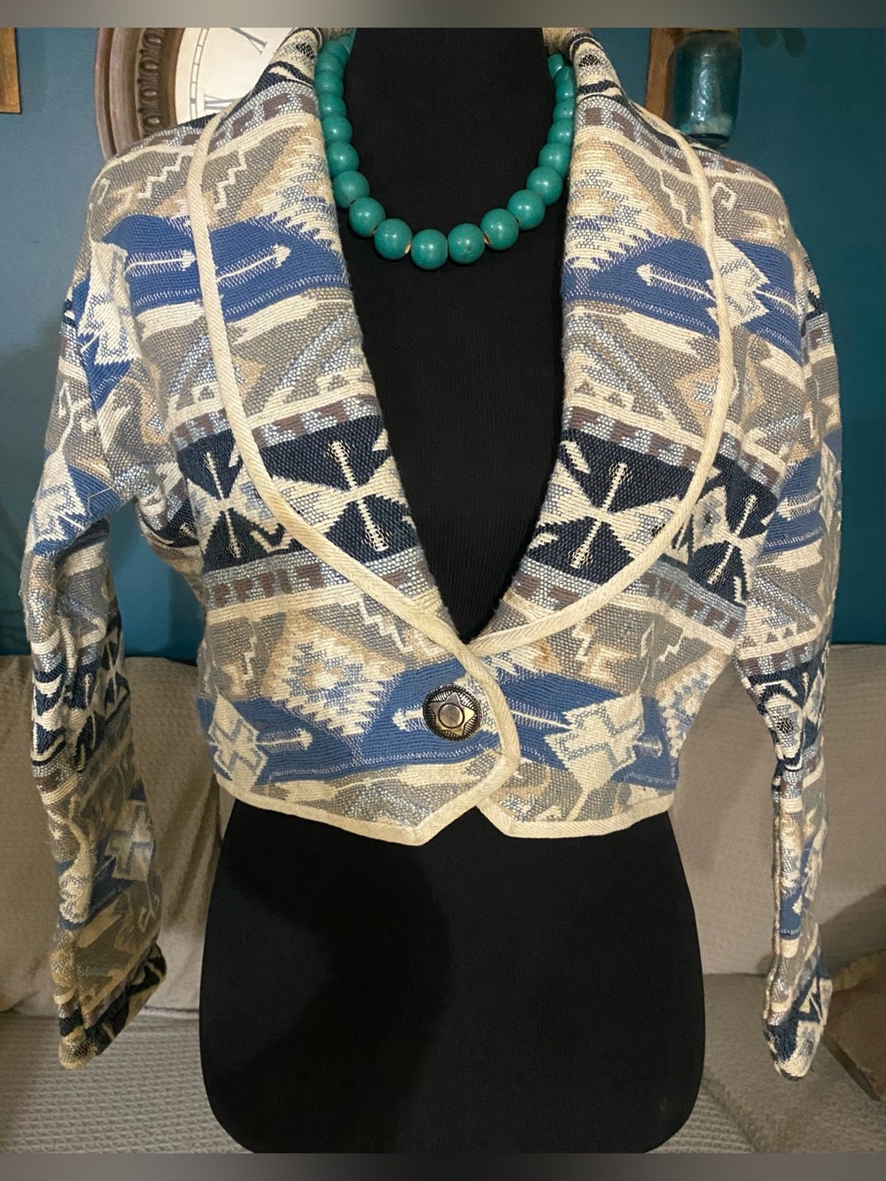 Vintage Side Saddle Western Style Cropped Blazer